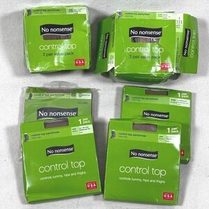 10 PAIR No Nonsense Control Top Pantyhose Nylon Leg Sheer Toe Size Variety NEW